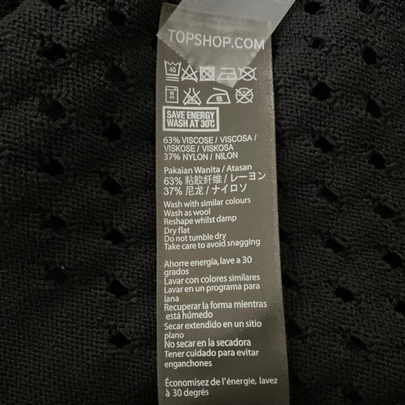 NWOT TOPSHOP Perforated Knit Jersey Sweater Top Size 4 Black - Picture 6 of 11